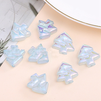 Christmas Rainbow Iridescent Plating Acrylic Beads MACR-WH20003-04F-1