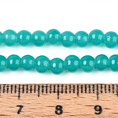 Baking Paint Imitation Jade Glass Round Bead Strands DGLA-Q021-4mm-07-1-1
