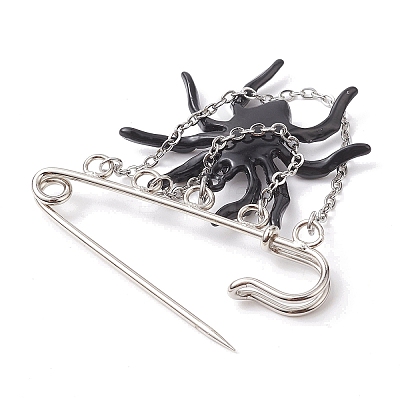Halloween Spider Alloy Enamel Charm Brooch Pin JEWB-TA00018-1