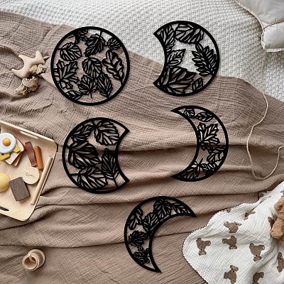 Wood Moon Phase Pendant Decoration HJEW-WH20013-006-1