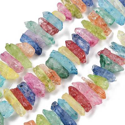 Natural Dyed Quartz Pointed Stick Beads Strands G-G791-15-01-1