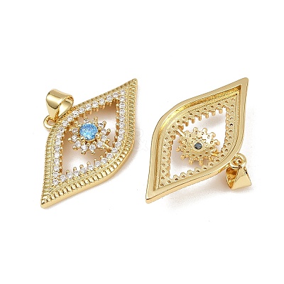 Brass Micro Pave Cubic Zirconia Pendants KK-H072-09G-1