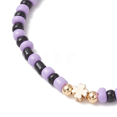 7Pcs Halloween Theme Glass Seed Round Beads Stretch Bracelets BJEW-JB12108-1