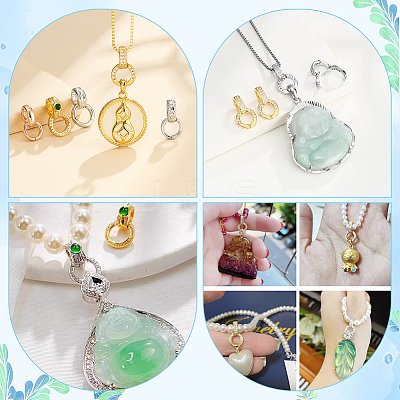 4Pcs 4 Styles Brass with Cubic Zirconia Pendant Bails KK-AR0001-84-1