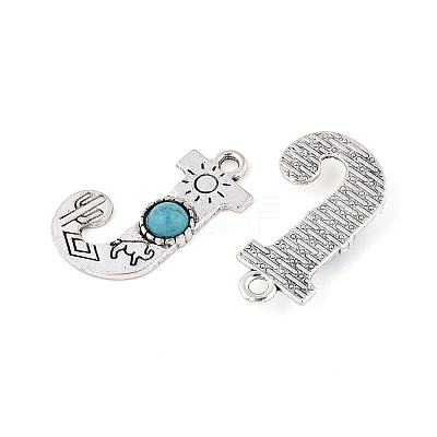 Synthetic Turquoise & Alloy Pendants PALLOY-H146-01AS-J-1