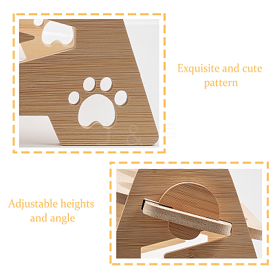Bamboo Pet Feeder Rack AJEW-WH0165-20-1