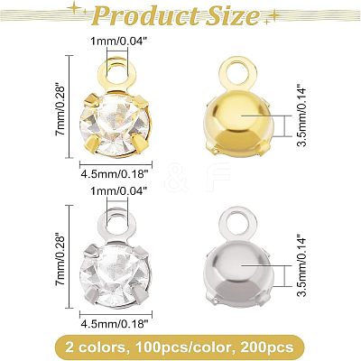 200Pcs 2 Colors Brass Setting with Middle East Rhinestone Pendants RB-FH0001-06-1