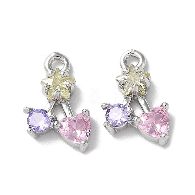 Brass Micro Pave Cubic Zirconia Charms X-KK-F872-21P-1