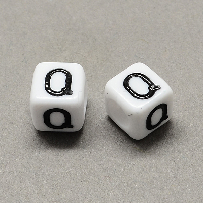Large Hole Acrylic Letter European Beads SACR-Q103-8mm-01Q-1