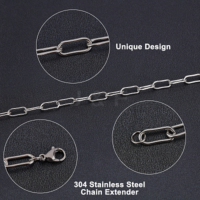 304 Stainless Steel Paperclip Chains STAS-UN0012-44-1