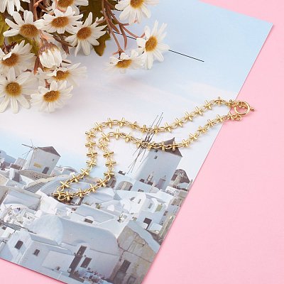 Brass Bar Link Chain Necklaces NJEW-JN03355-1