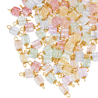 100Pcs Crackle Glass Connector Charms FIND-HY0001-35-1