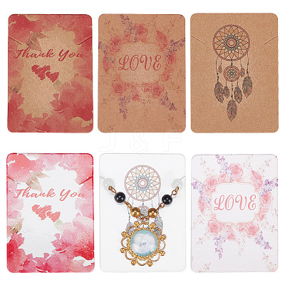 120Pcs 6 Styles Paper Necklace Display Cards CDIS-NB0001-39-1
