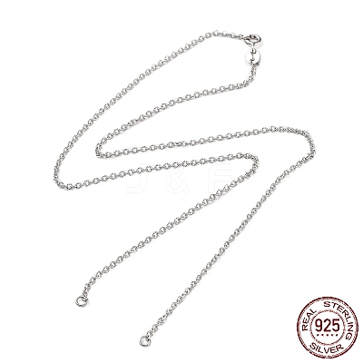 Rhodium Plated 925 Sterling Silver Textured Link Chain Necklaces Making STER-B001-04P-1