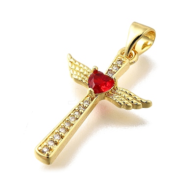 Brass Micro Pave Cubic Zirconia Pendants KK-Q066-40G-1