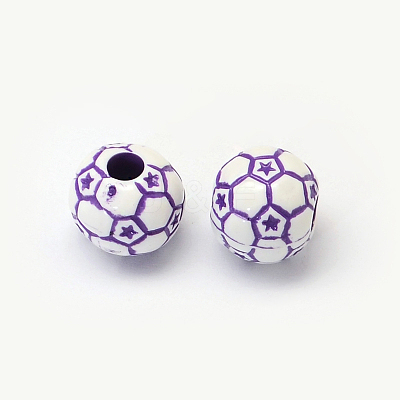 Football Craft Style Acrylic Beads X-SACR-R886-06-1