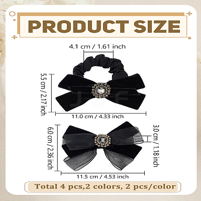 2Pcs Bowknot Polyester Hair Barrettes OHAR-LP0004-43-1