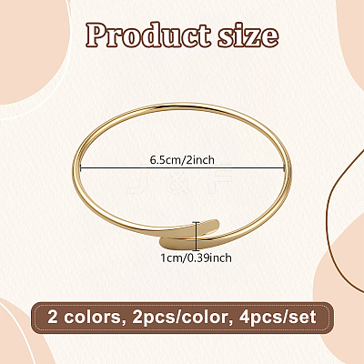 4Pcs 2 Colors Alloy Plain Bangles for Women BJEW-GO0001-04-1