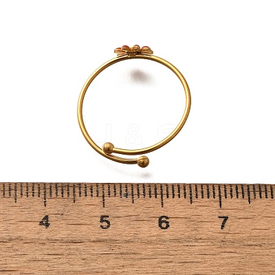 Daisy 304 Stainless Steel Enamel Open Cuff Rings for Women RJEW-M061-01G-02-1