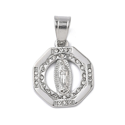 316 Surgical Stainless Steel Rhinestone Pendants STAS-P412-10P-1
