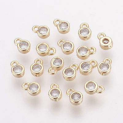 Brass Clear Cubic Zirconia Charms X-ZIRC-P068-01G-1