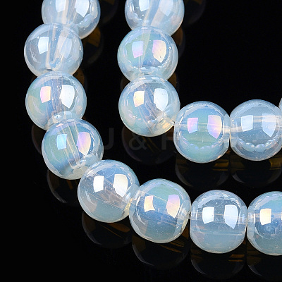 Electroplate Imitation Jade Glass Beads Strands GLAA-T032-J6mm-AB02-1