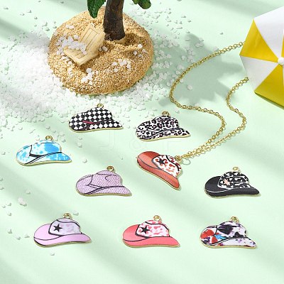 45Pcs 9 Colors Printed Zinc Alloy Pendants FIND-CJ0004-24-1
