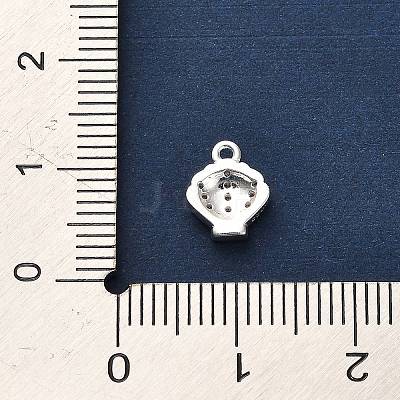 925 Sterling Silver Micro Pave Clear Cubic Zirconia Shell Shaped Charms STER-U009-09S-01-1