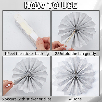 8Pcs Paper Fans Flower for Wedding Birthday Carnival Welcome Party Decorations AJEW-GF0013-45A-1