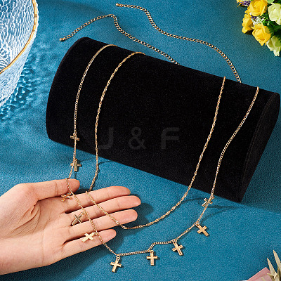 1Pc Alloy Double Layer Cross Charm Waist Chains AJEW-TA0002-20-1
