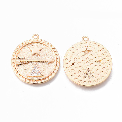 Brass Micro Pave Clear Cubic Zirconia Pendants KK-N232-142-NF-1