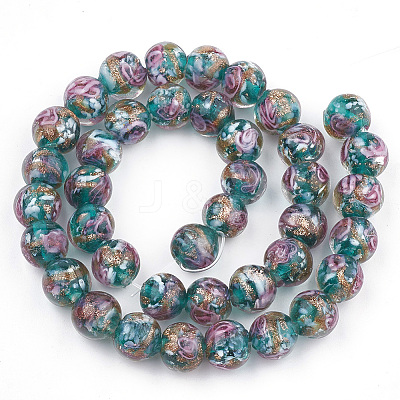 Handmade Gold Sand Lampwork Beads X-LAMP-T006-09D-1