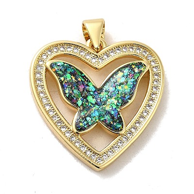 Rack Plating Brass Micro Pave Cubic Zirconia Pendants KK-D088-02G-1