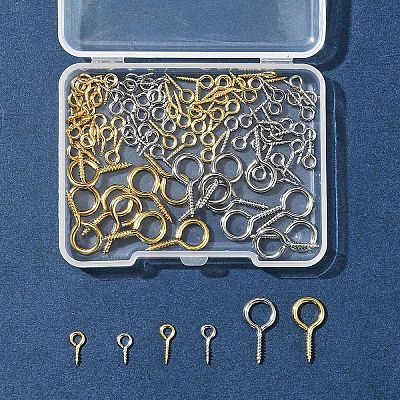 100Pcs 6 Styles 304 Stainless Steel Screw Eye Pin Peg Bails FIND-FS0002-85-1