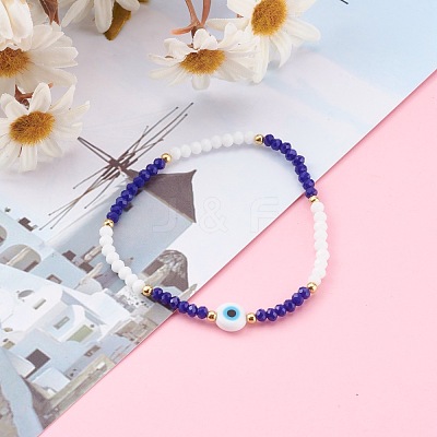 Faceted Glass Beaded Stretch Bracelets BJEW-JB05985-02-1