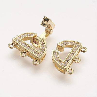 Brass Micro Pave Cubic Zirconia Fold Over Clasps ZIRC-F047-05G-1