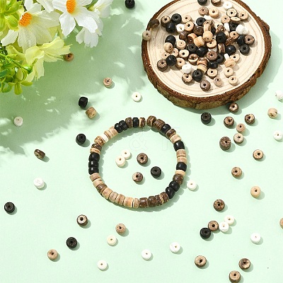 5 Strands 5 Styles Coconut Beads Strands COCB-YW0001-02-1