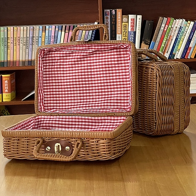 Plastic Imitation Rattan Storage Box PW-WG73543-03-1