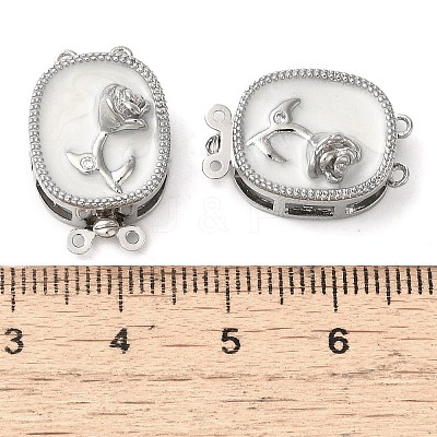 Brass Micro Pave Clear Cubic Zirconia with Enamel Box Clasps KK-G505-02P-1