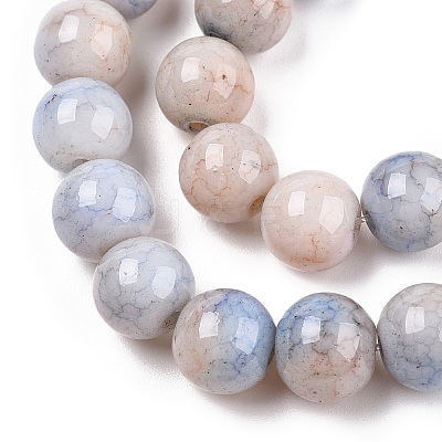 Opaque Crackle Glass Round Beads Strands X-GLAA-T031-01B-1