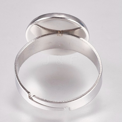Tarnish Resistant 304 Stainless Steel Pad Ring Settings X-STAS-G173-19P-12mm-1