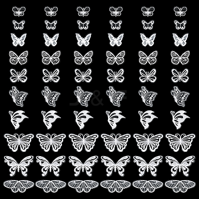 60Pcs 10 Styles Polyester Lace Butterfly Ornament Accessories FIND-FG0005-16-1