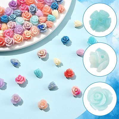 50Pcs 7 Styles Synthetic Coral Beads CORA-FS0001-03-1
