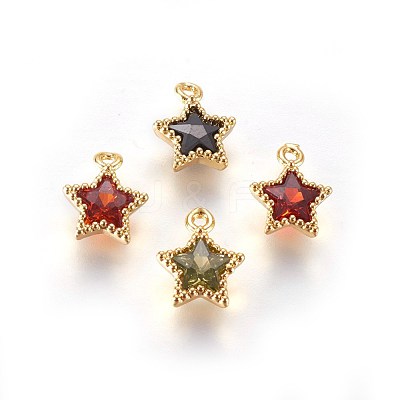 Golden Tone Brass Micro Pave Cubic Zirconia Charms ZIRC-L075-13-1