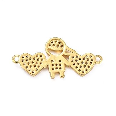 Brass Micro Pave Clear Cubic Zirconia Links Connectors ZIRC-A021-65G-1