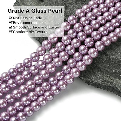 Eco-Friendly Dyed Glass Pearl Beads Strands HY-A008-6mm-RB056-1