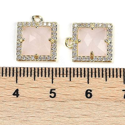 Natural Rose Quartz Faceted Square Charms G-I375-06G-05-1