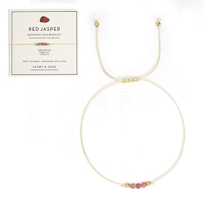 Natural Red Jasper Braided Beads Bracelets for Women LU0568-8-1