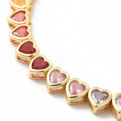 Colorful Cubic Zirconia Heart Pendant Necklace NJEW-E074-03G-1