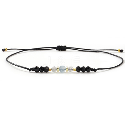 Natural Gemstone & Glass Beaded Braided Bead Bracelets WW1419-5-1